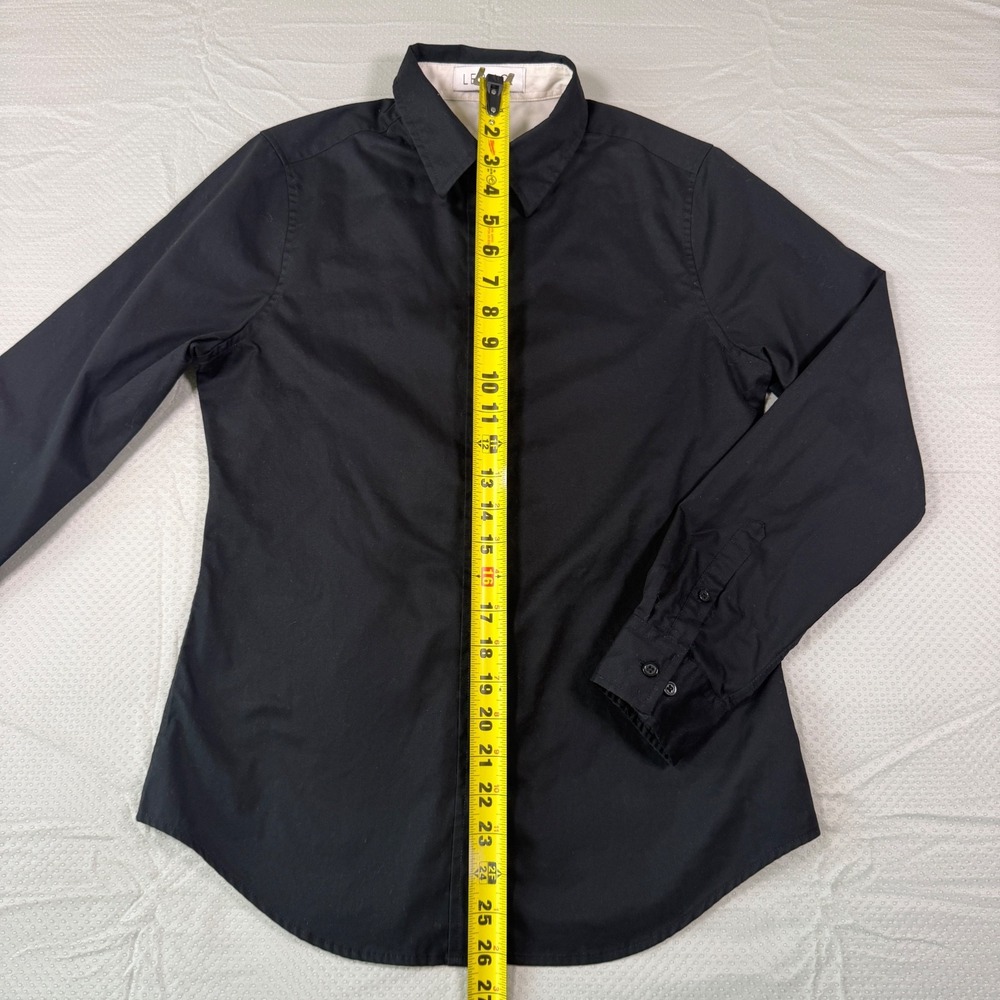 LE 3NO Black Button Down Shirt Womens XS Long Sleeve Collared Cotton Blend Top - Picture 3 of 14